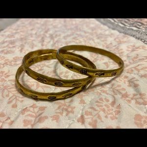 Vintage Sterling Silver Gold Tone Tribal Bangles